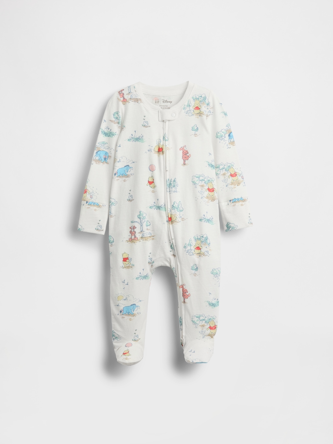 Baby Winnie The Pooh Organic Cotton Footed One-Piece