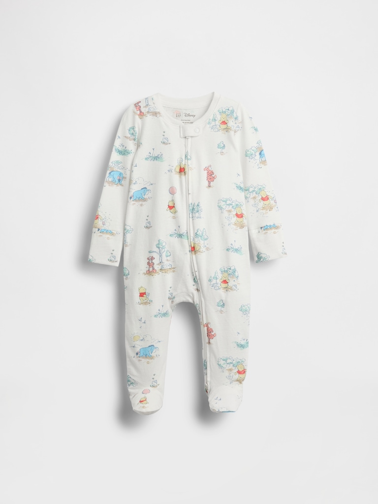 Baby Winnie The Pooh Organic Cotton Footed One-Piece