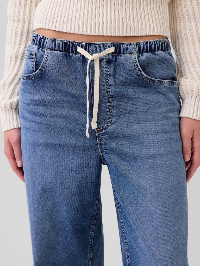Mid Rise Knit Easy Baggy Jeans