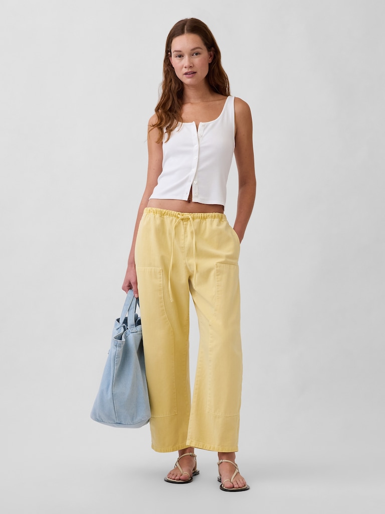 Poplin Easy Double-Knee Barrel Pants