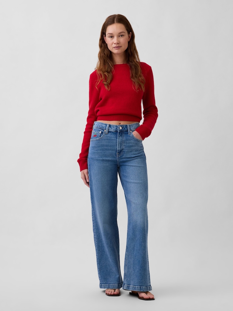 High Rise Stride Heart Pocket Wide-Leg Pants