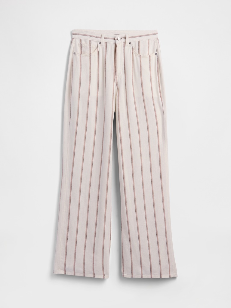 High Rise Linen-Blend Wide-Leg Pants