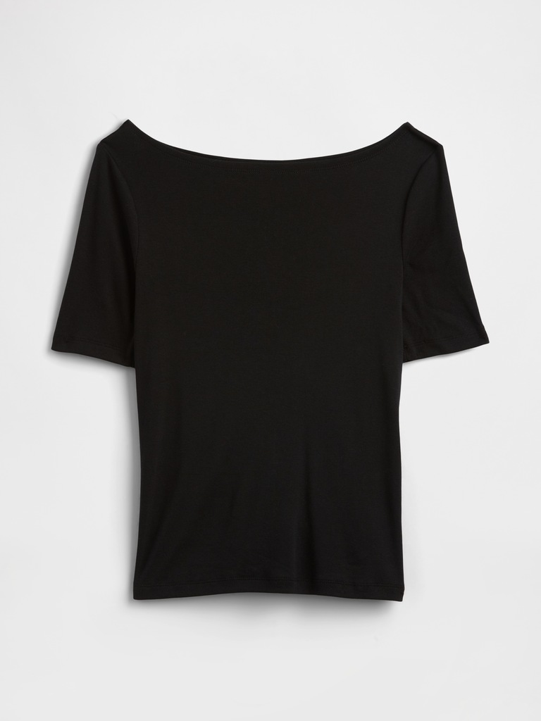 Modern Ribbed Boatneck T-Shirt