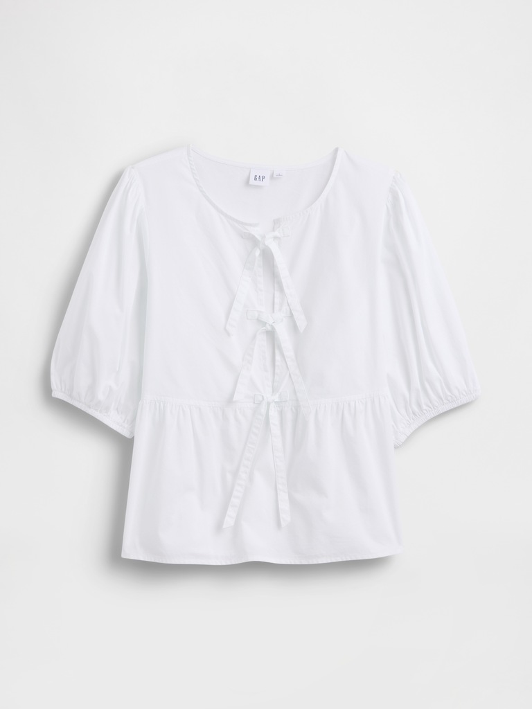 Puff Sleeve Tie-Front Top