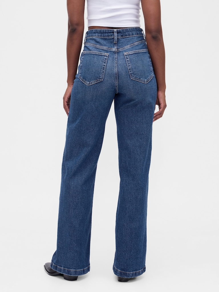 Curvy High Rise Stride Wide-Leg Jeans