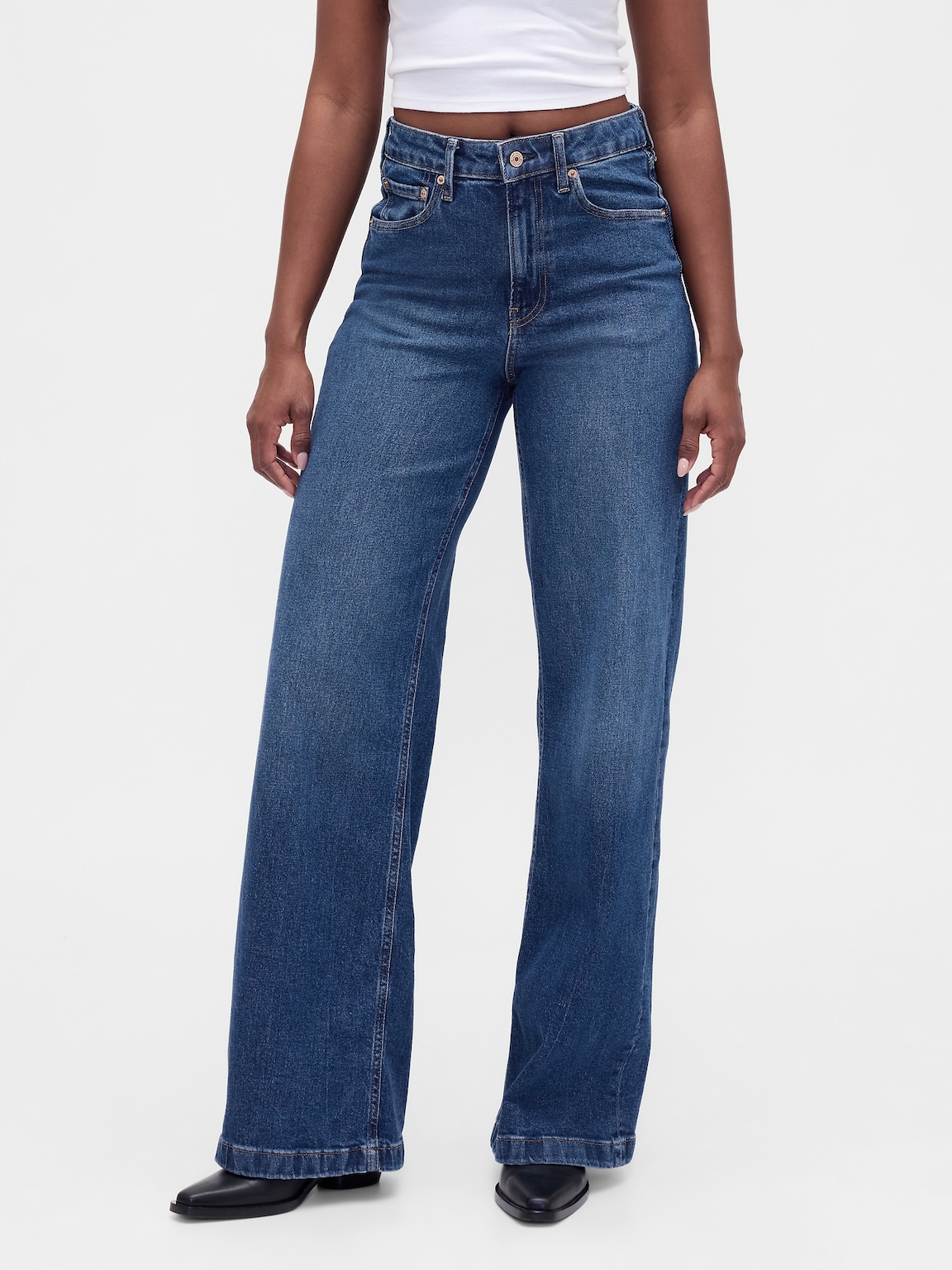 Curvy High Rise Stride Wide-Leg Jeans