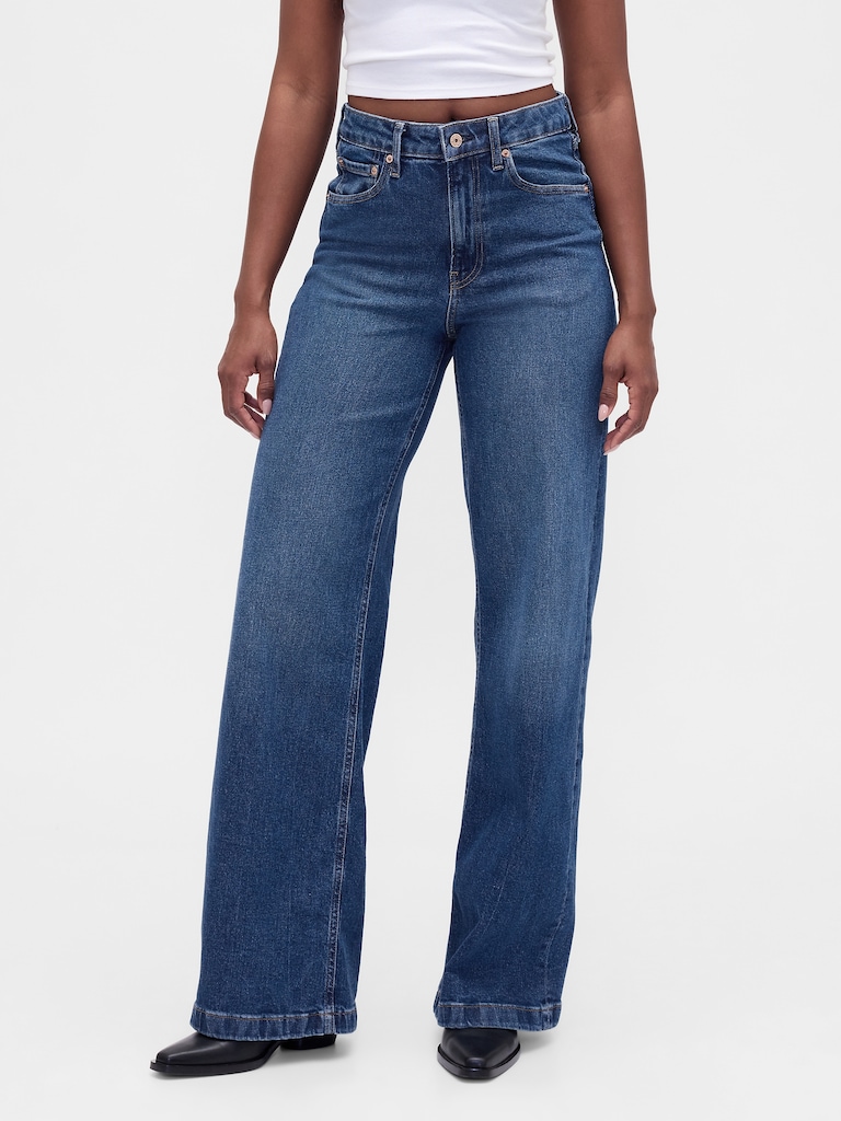 Curvy High Rise Stride Wide-Leg Jeans