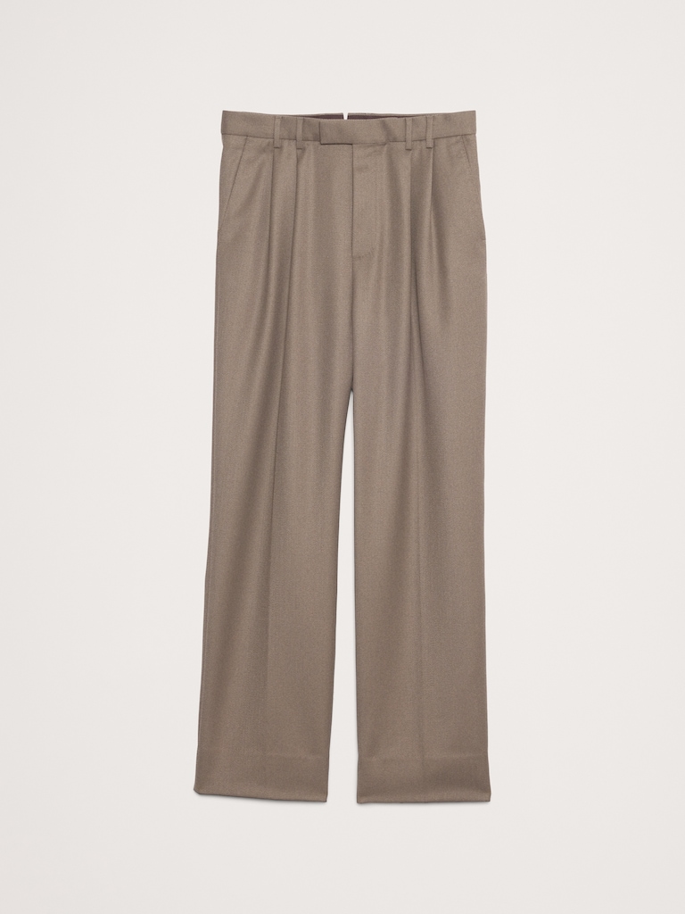 Straight Pleated Twill Dress Pant