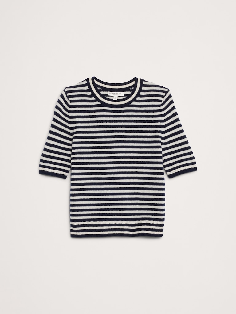 Lightweight Cashmere Short-Sleeve Sweater