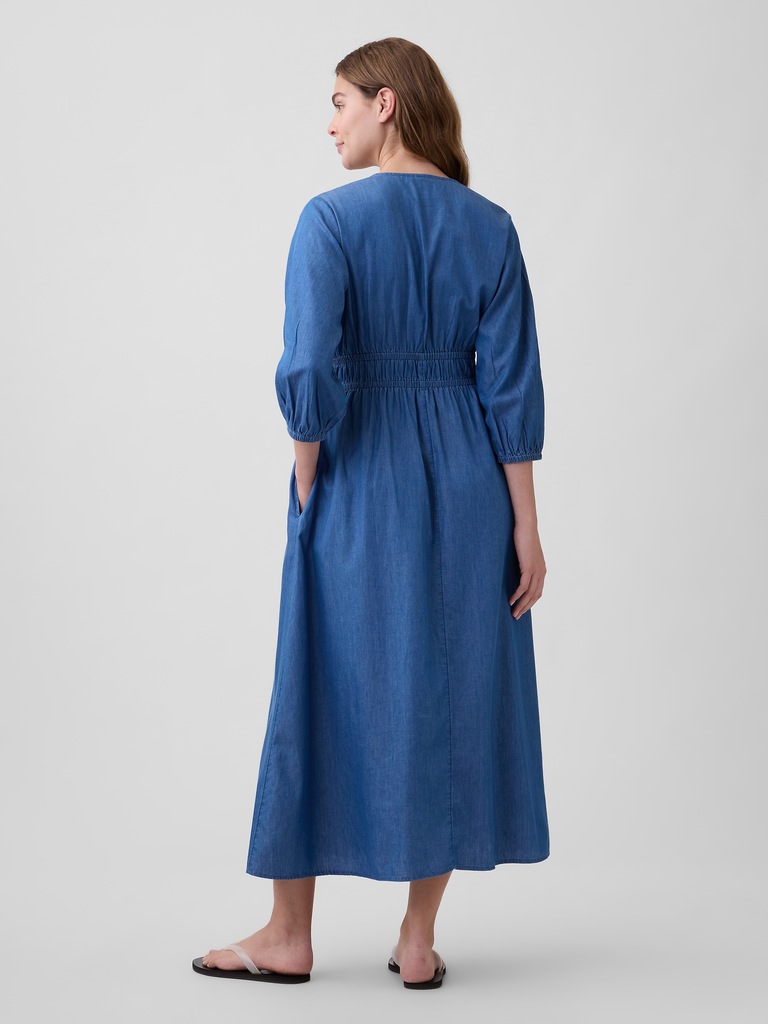 V-Neck Tie-Front Maxi Dress