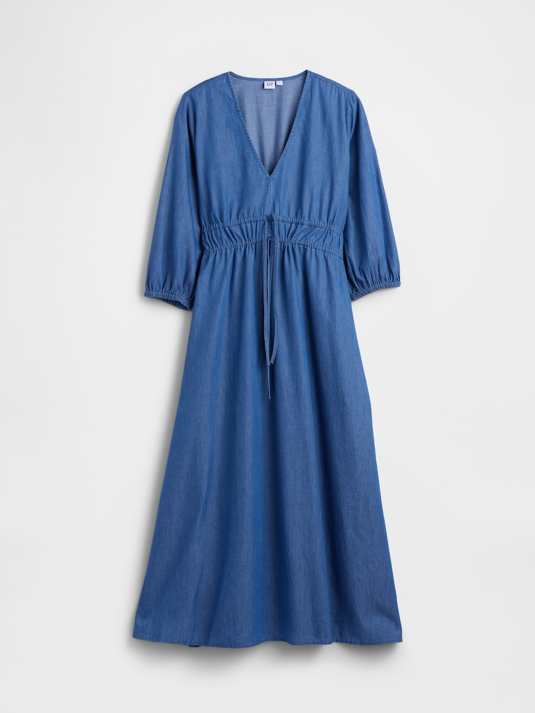V-Neck Tie-Front Maxi Dress
