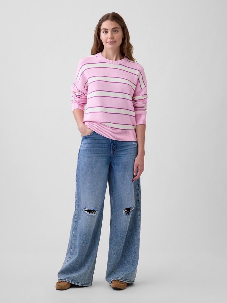 Relaxed Cotton Crewneck Sweater