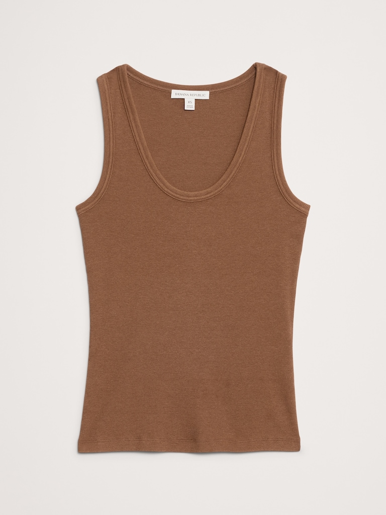 Ribbed Scoop-Neck Tank