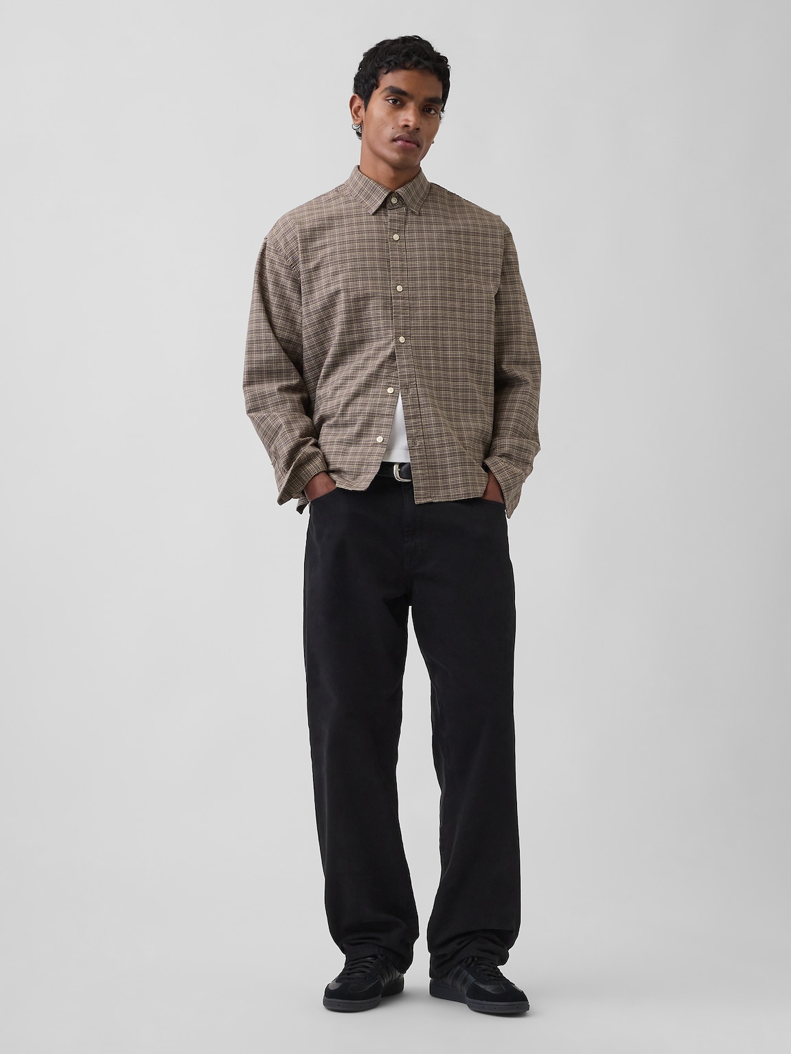 Relaxed Crop Straight-Hem Oxford Shirt