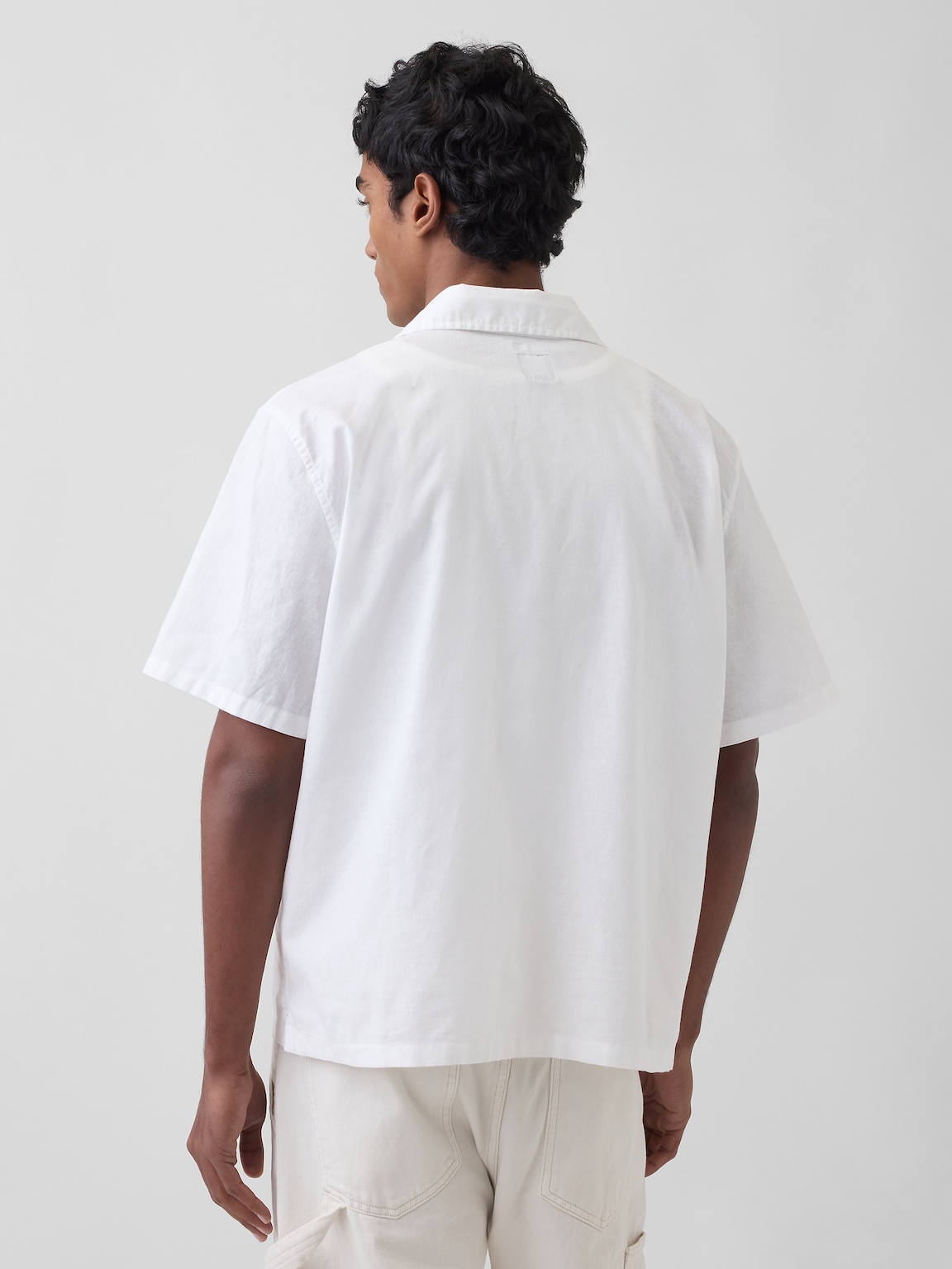 Linen-Cotton Relaxed Straight-Hem Shirt