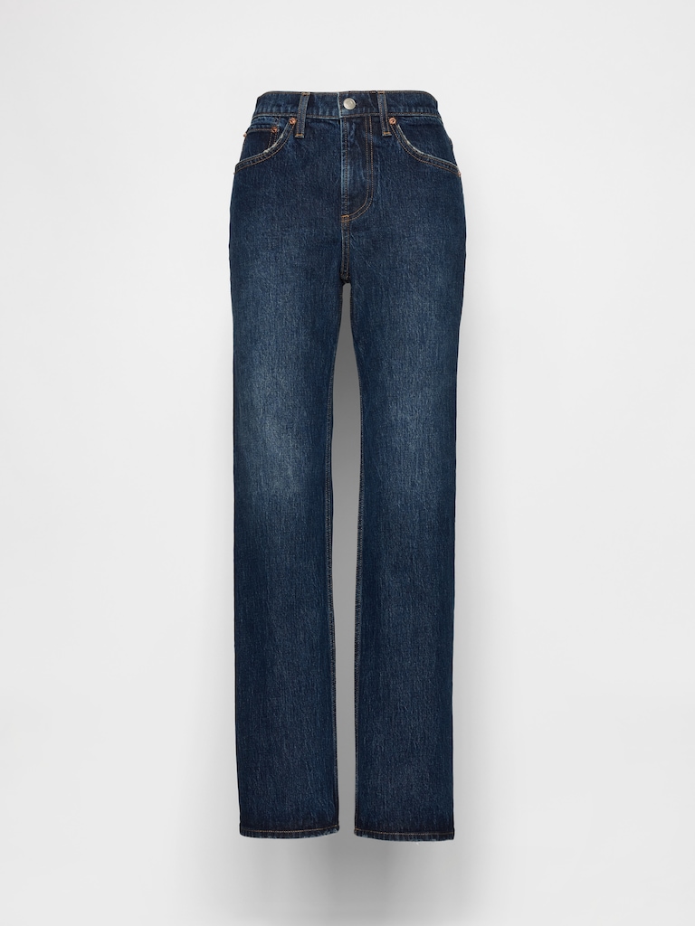 Mid Rise Relaxed Straight Jeans
