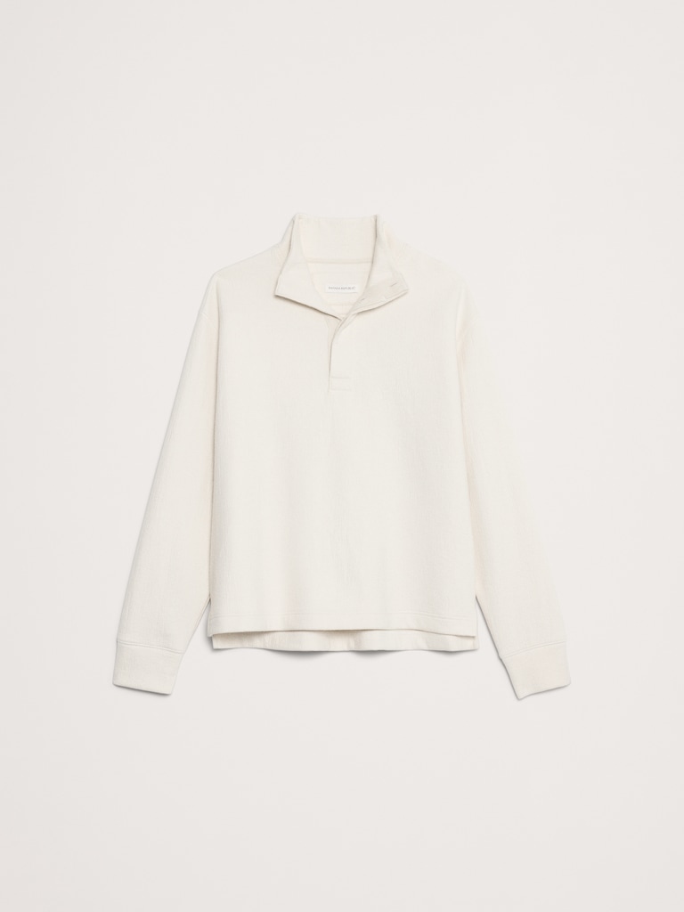 Crinkle Cotton-Wool Mock-Neck Sweatshirt