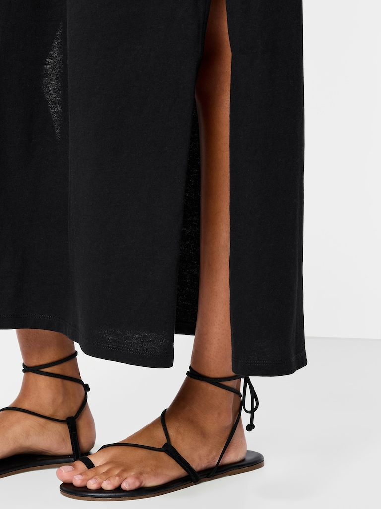 Vintage Crew-Neck Maxi Dress