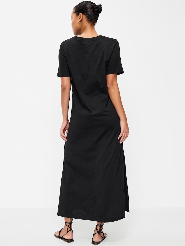 Vintage Crew-Neck Maxi Dress