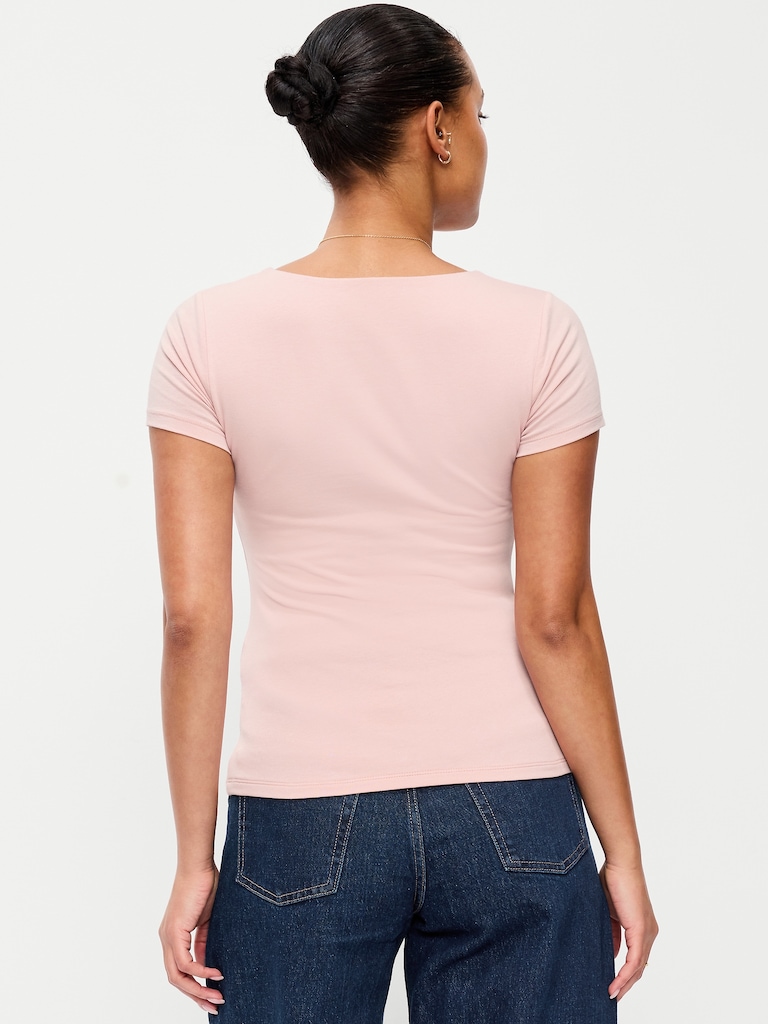 Hug Double-Layer Scoop-Neck Top