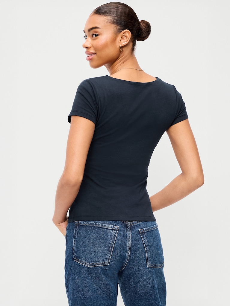 Hug Double-Layer Scoop-Neck Top