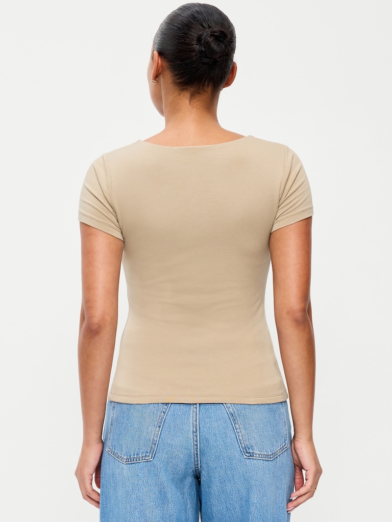 Hug Double-Layer Scoop-Neck Top