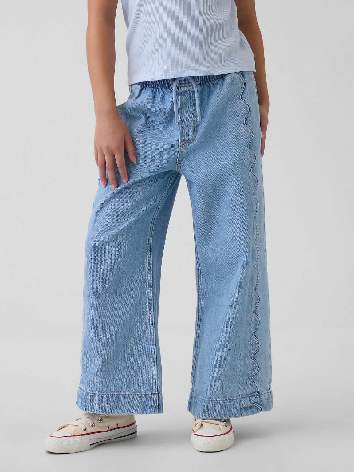 Kids High Rise Stride Easy Wide-Leg Ankle Jeans