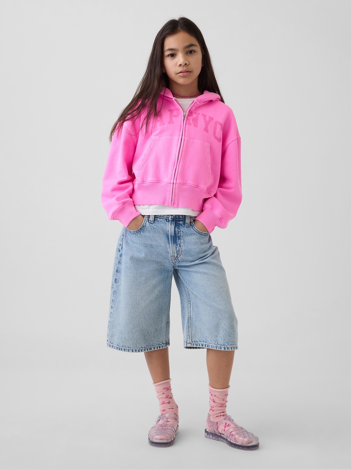 Kids VintageSoft Oversized Logo Zip Hoodie