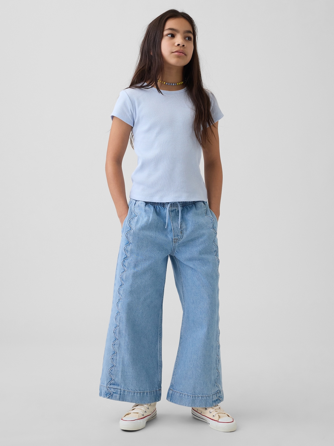 Kids High Rise Stride Easy Wide-Leg Ankle Jeans
