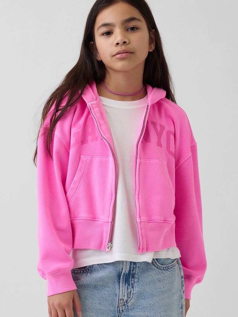 Kids VintageSoft Oversized Logo Zip Hoodie