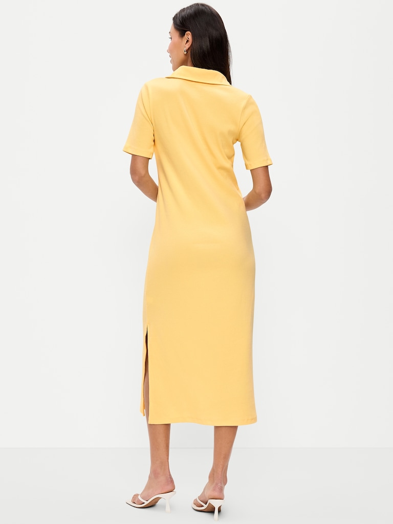 Short-Sleeve Polo Midi Dress