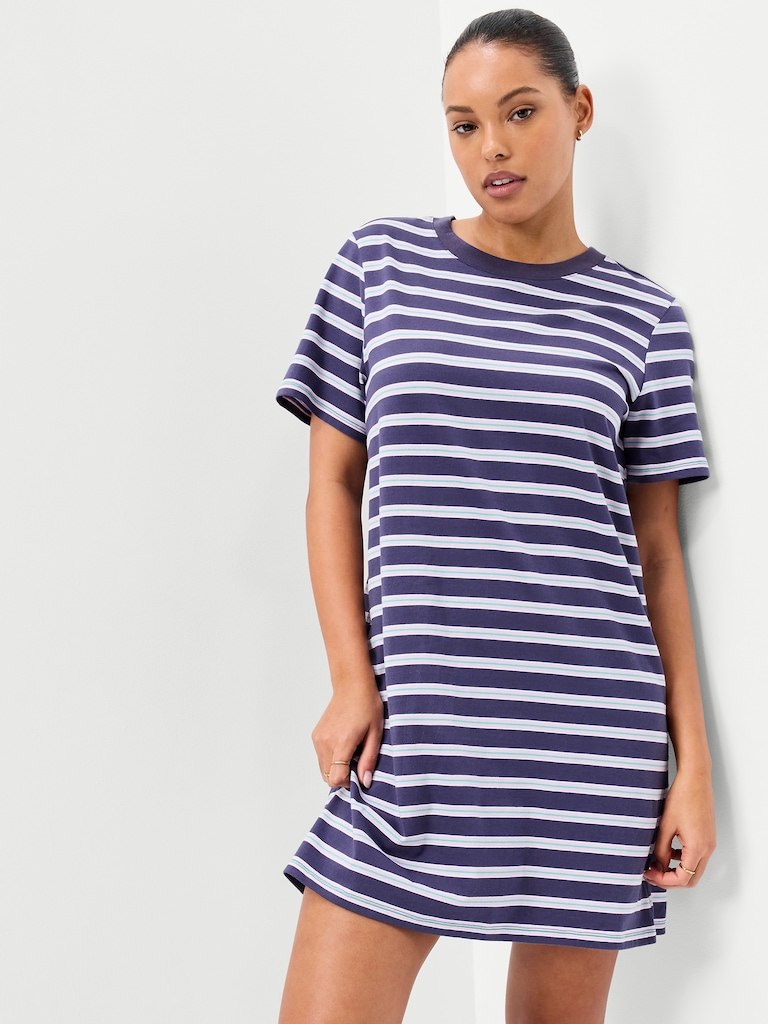 Vintage Crew-Neck Mini T-Shirt Dress