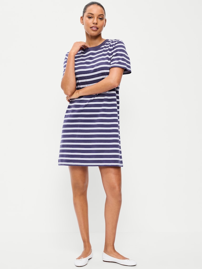 Vintage Crew-Neck Mini T-Shirt Dress