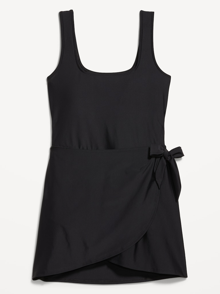 Matte Side-Tie Swim Dress
