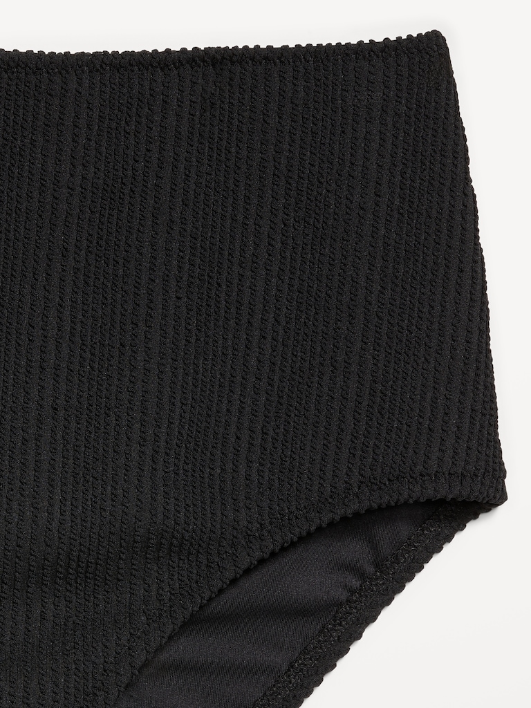 High-Waisted Ribbed Bikini Swim Bottoms