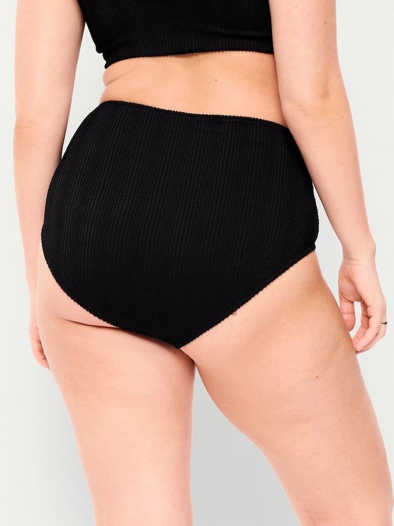 High-Waisted Ribbed Bikini Swim Bottoms