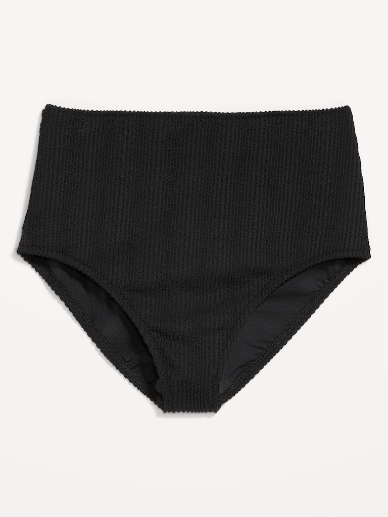 High-Waisted Ribbed Bikini Swim Bottoms