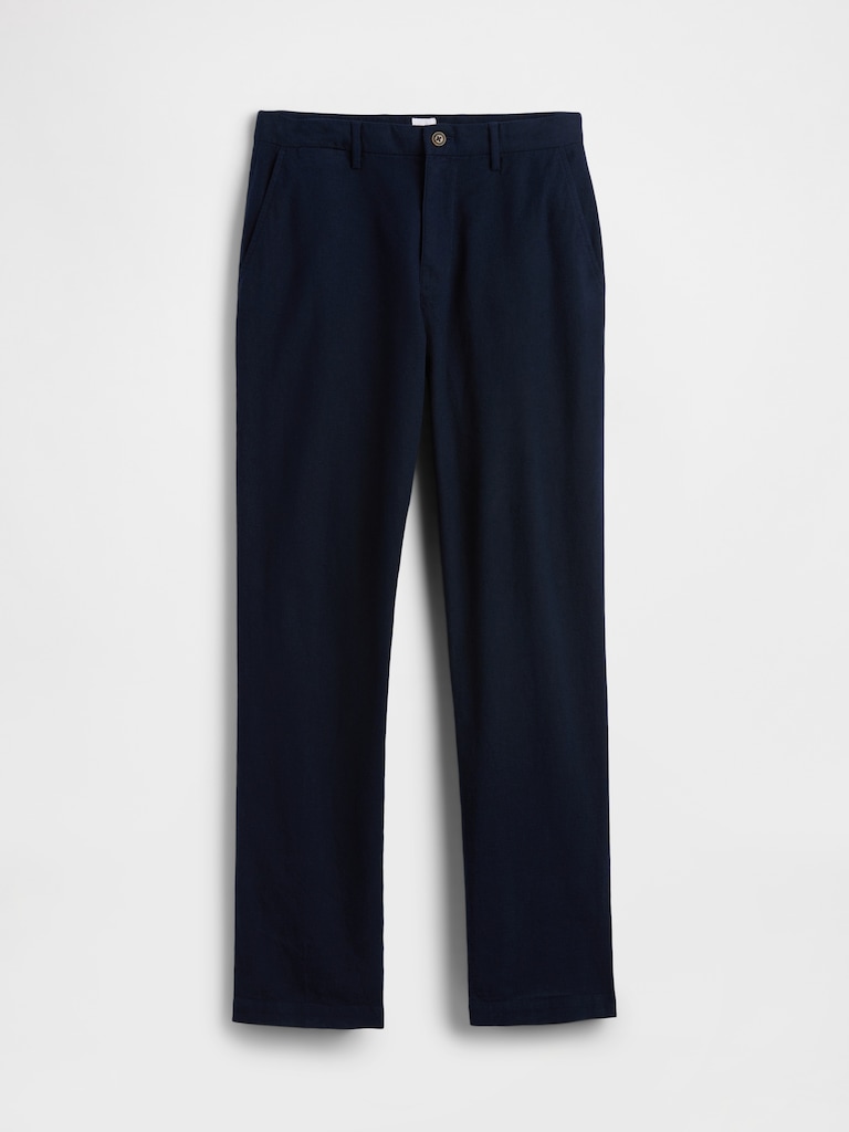 Straight Linen-Blend Pants