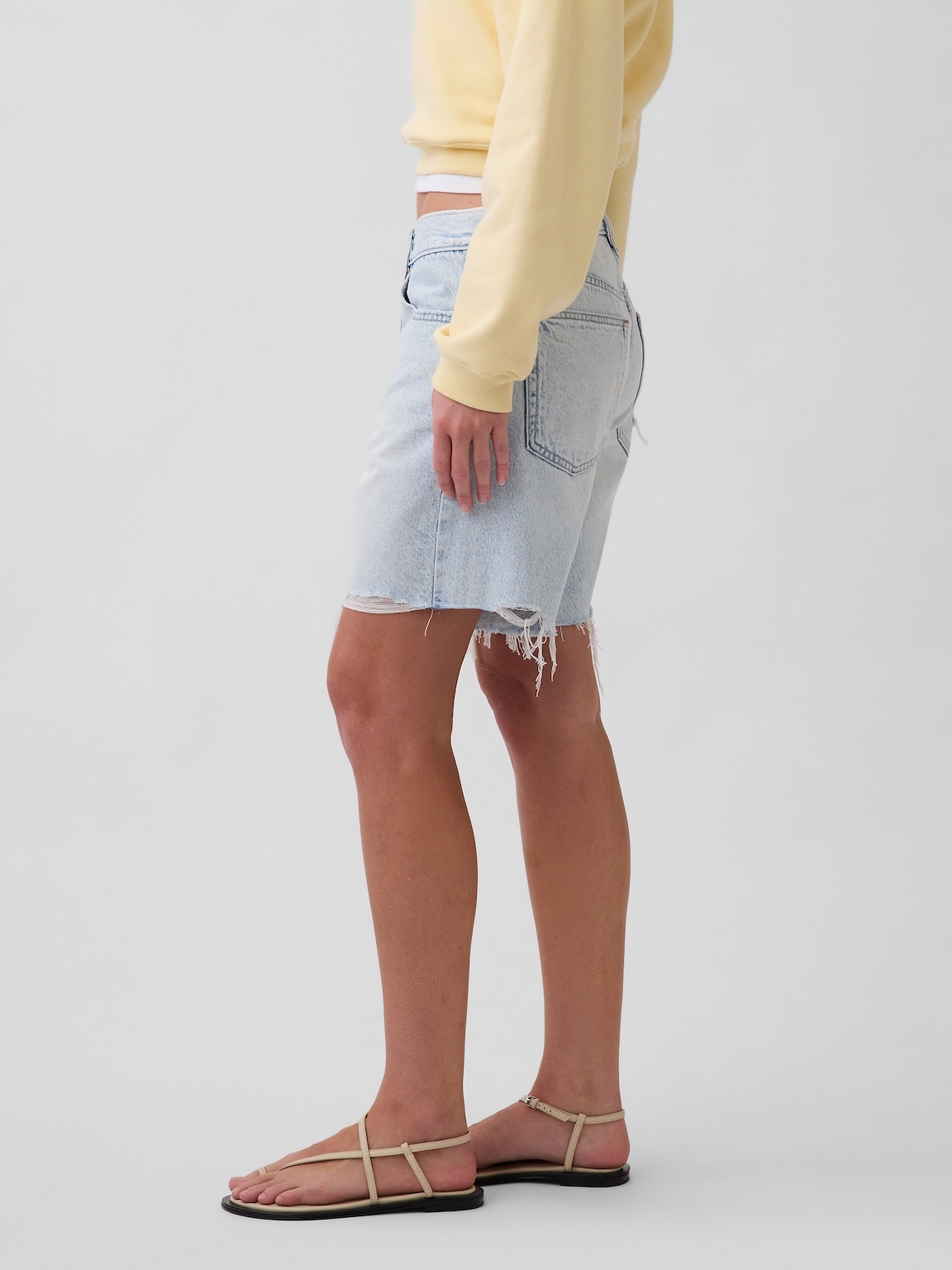 Mid Rise Loose Denim Bermuda Shorts
