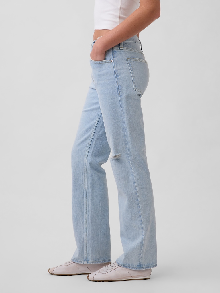 Mid Rise Relaxed Straight Jeans
