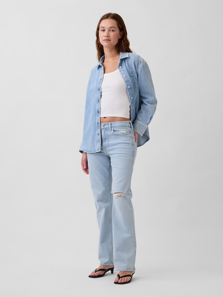 Mid Rise Relaxed Straight Jeans