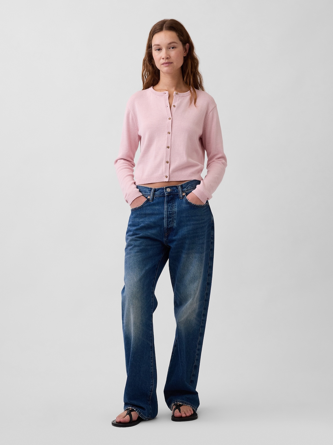 100% Cotton Relaxed Crop Cardigan Sweater