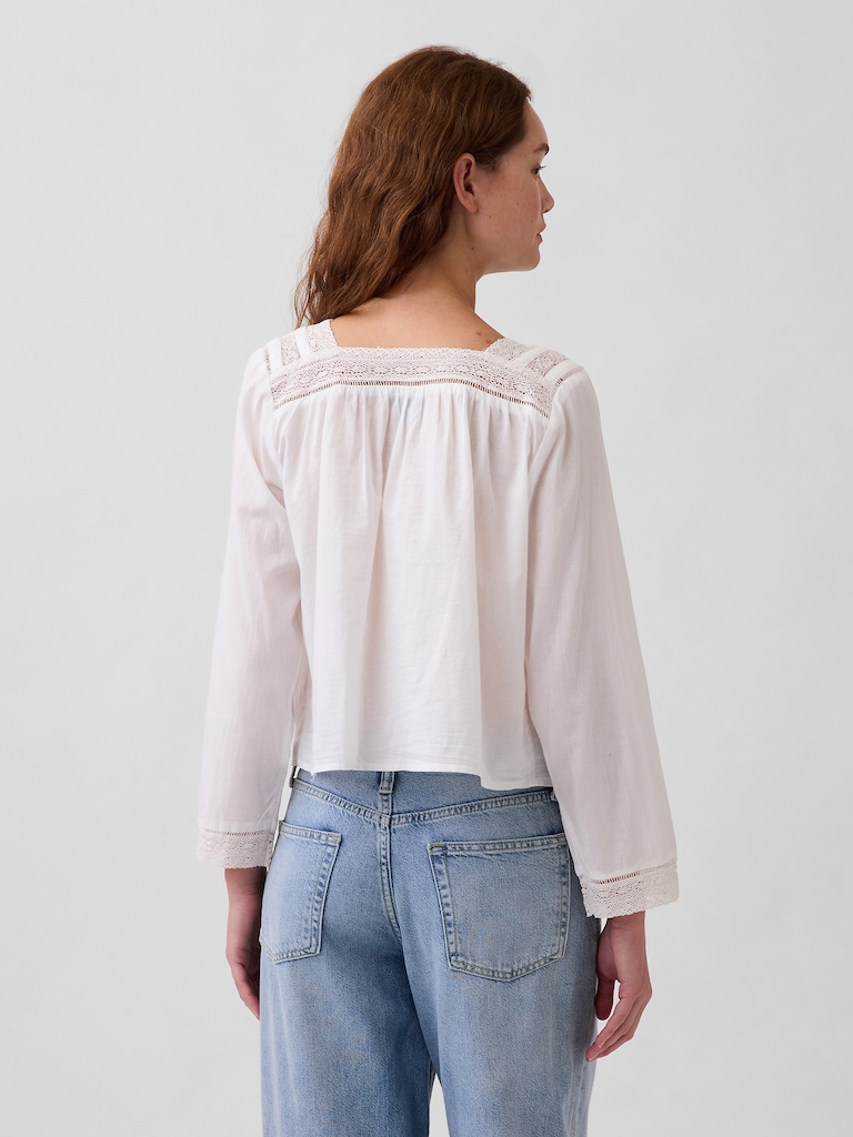 Lace-Trim Square-Neck Top