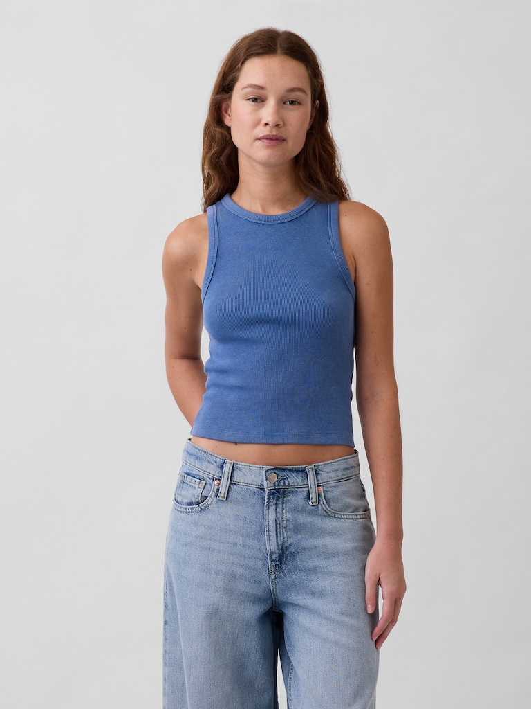 Heavyweight Rib Halter Tank Top