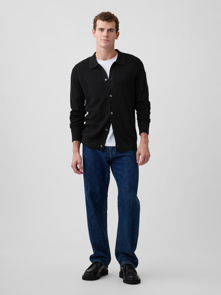 Textured Button-Up Sweater