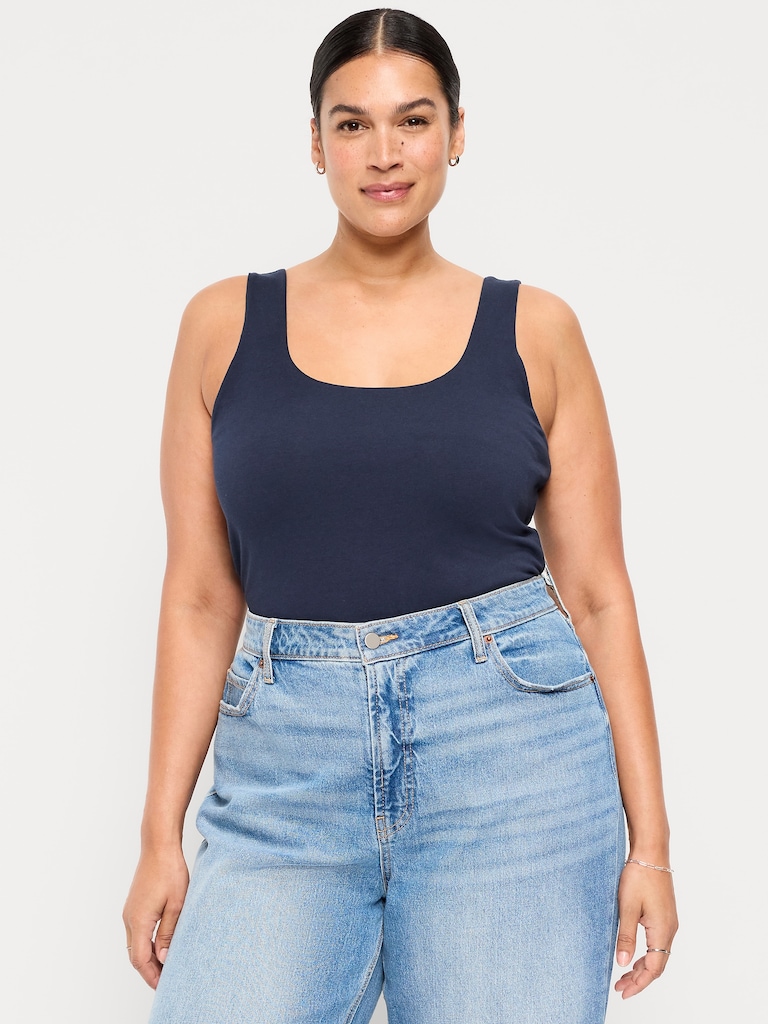 Hug Double-Layer Scoop-Neck Tank Top