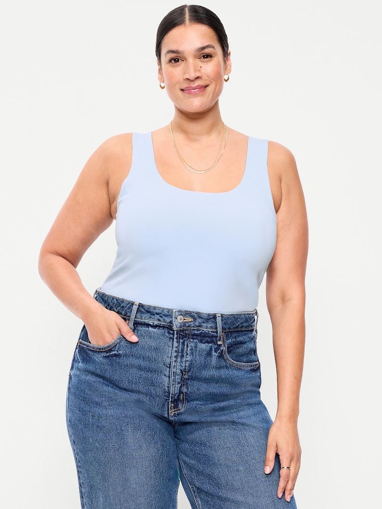 Hug Double-Layer Scoop-Neck Tank Top