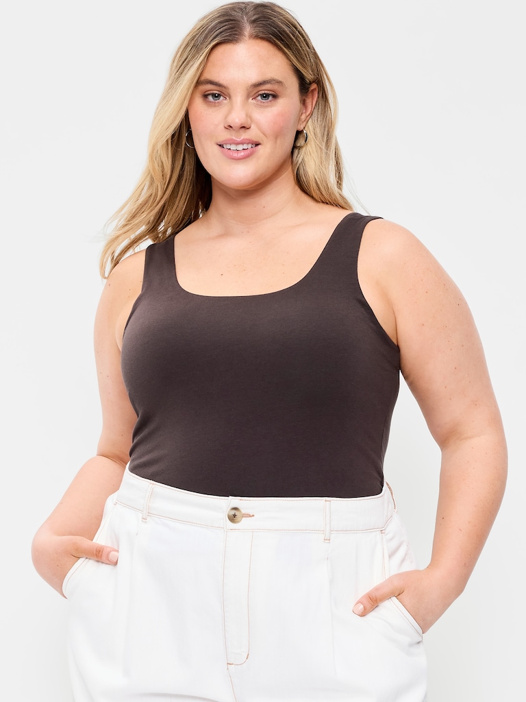 Hug Double-Layer Scoop-Neck Tank Top
