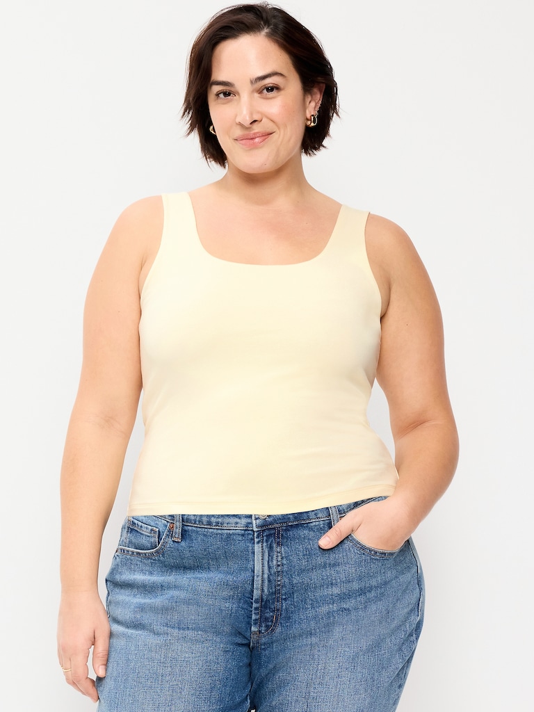 Hug Double-Layer Scoop-Neck Tank Top