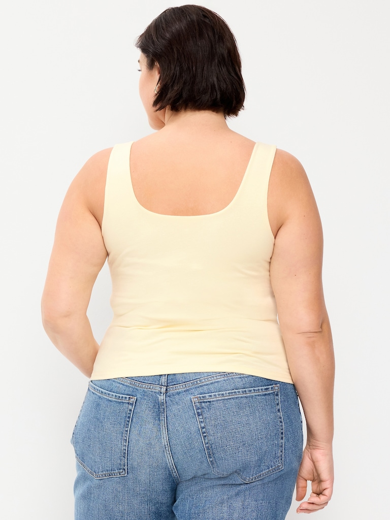 Hug Double-Layer Scoop-Neck Tank Top